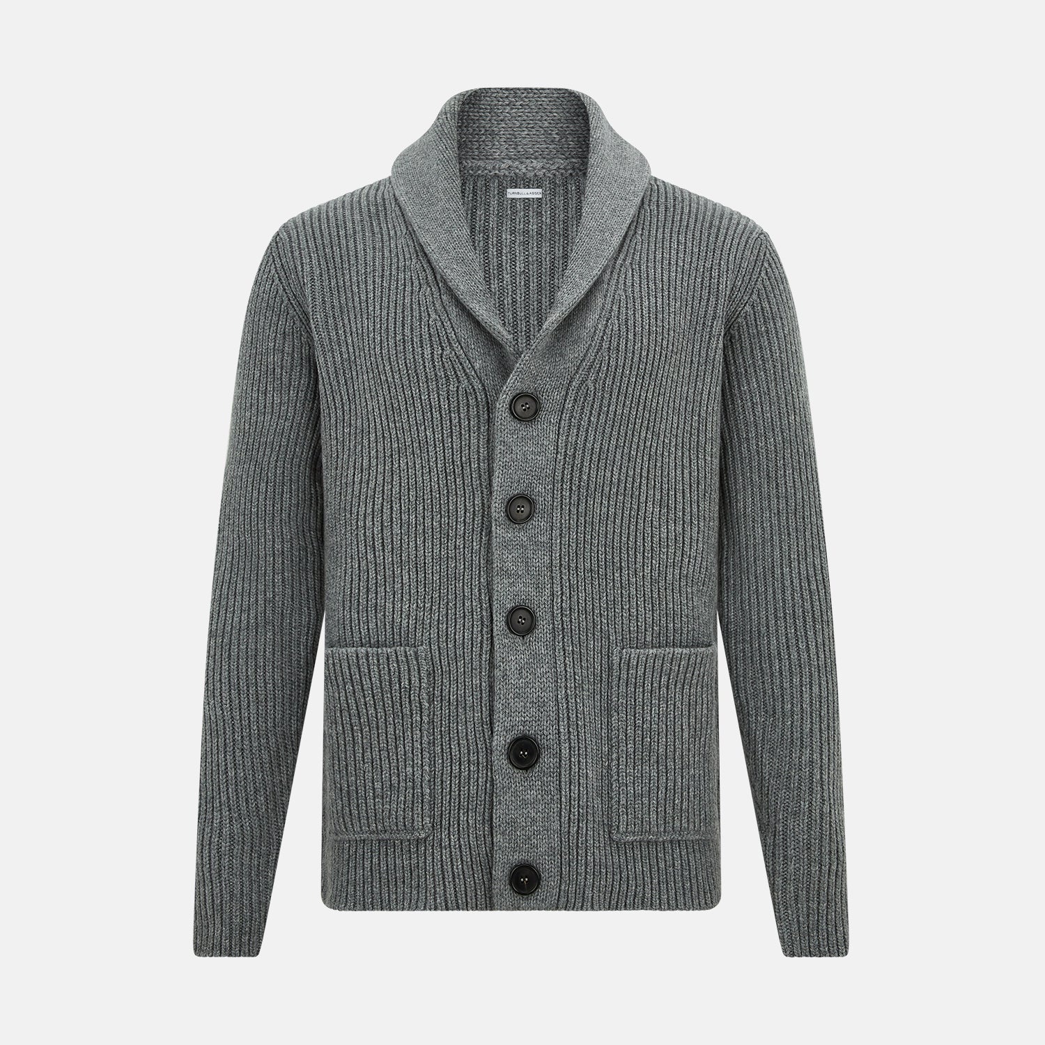 View 1 of product Grey Melange Cashmere Shawl Collar Cardigan