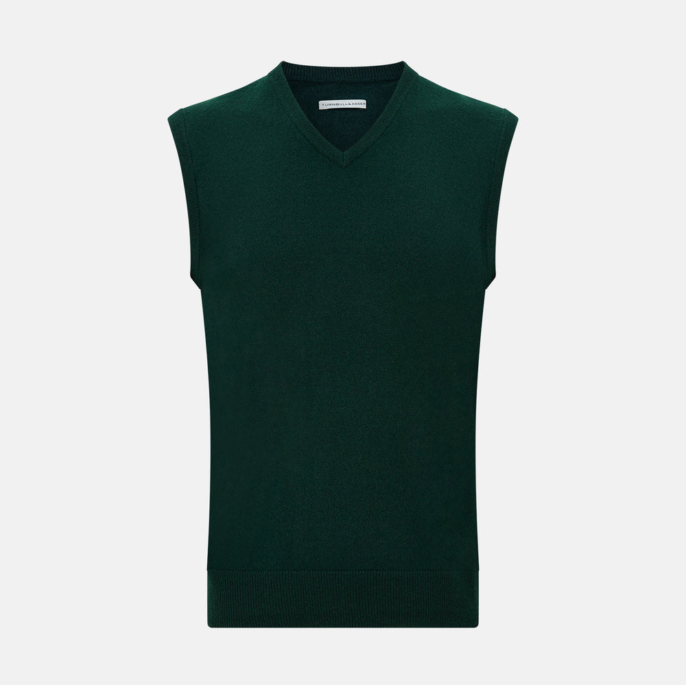 Forest Green V-neck Cashmere Vest