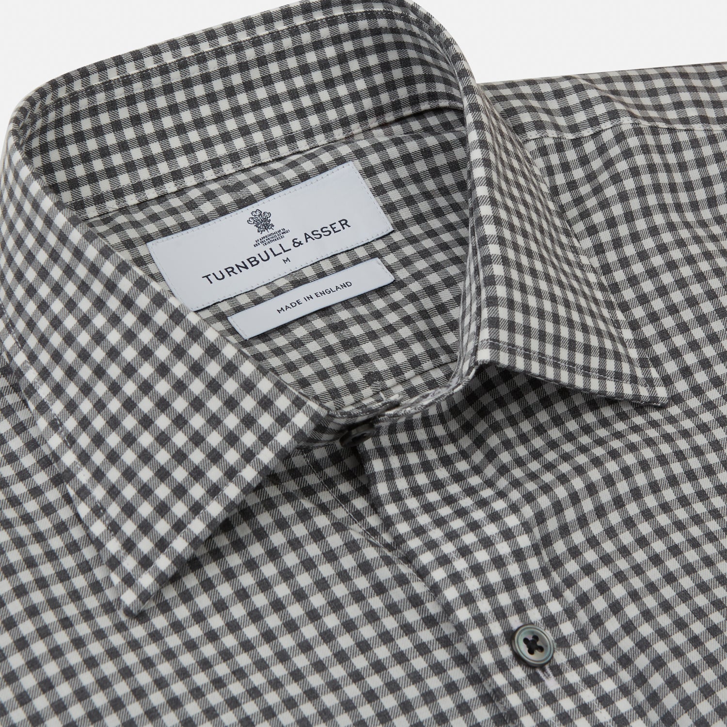 Grey Check Weekend Fit Flannel Shirt with Derby Collar and 1-Button Cuffs