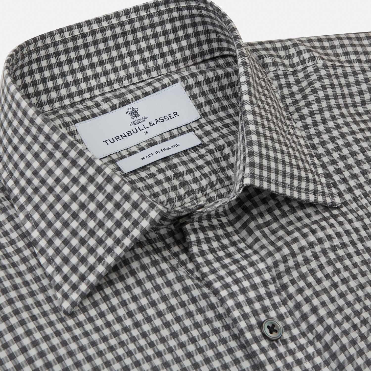 View 3 of product Grey Check Weekend Fit Flannel Shirt with Derby Collar and 1-Button Cuffs