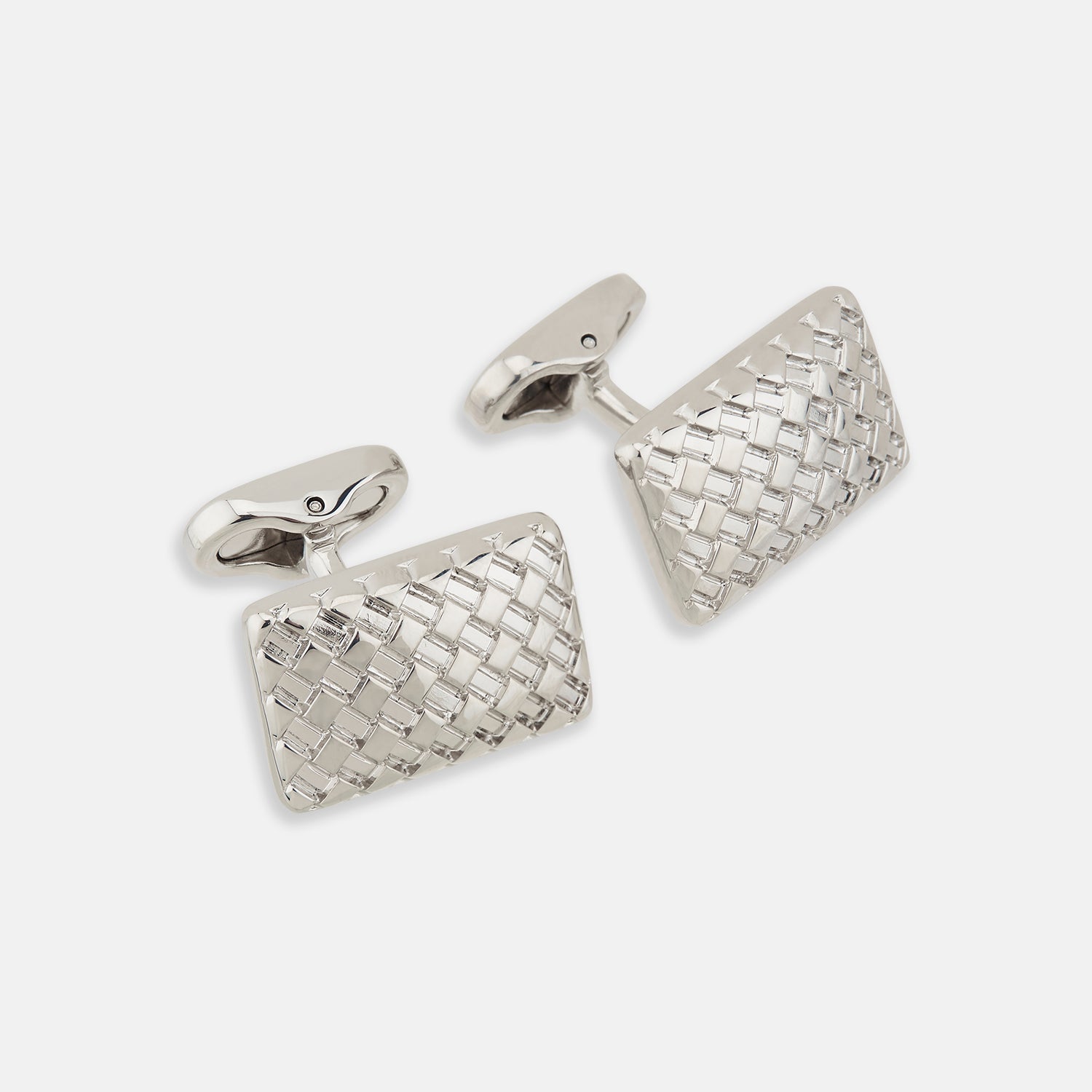 View 1 of product Silver Basketweave Rectangular Cufflinks