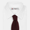View 2 of product KNITTED BURGUNDY SQUARE SILK PLAIN TIE