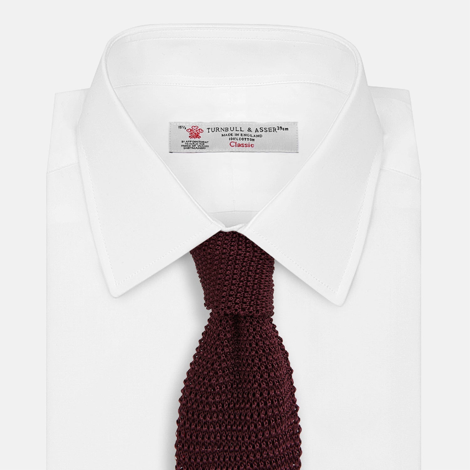 View 2 of product KNITTED BURGUNDY SQUARE SILK PLAIN TIE