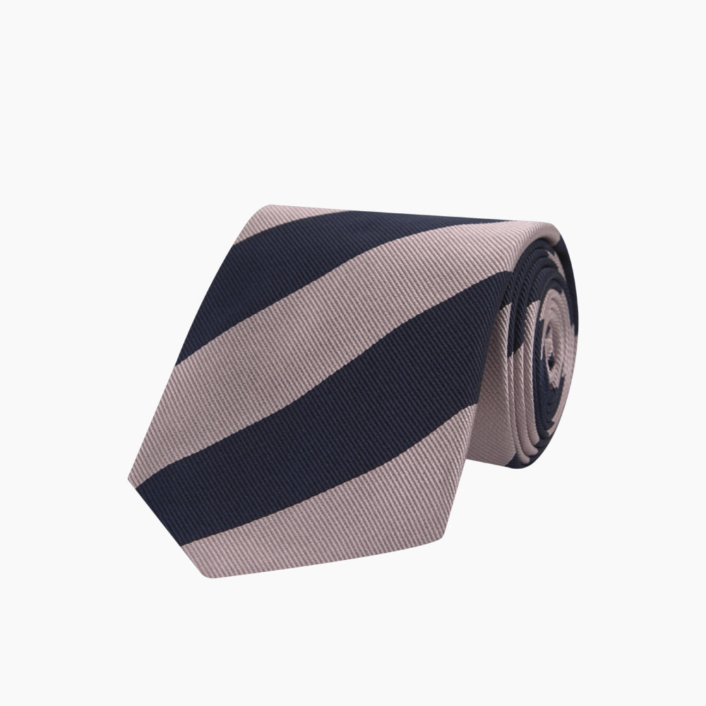 Image 2 of product Navy and Rose Block Stripe Repp Silk Tie