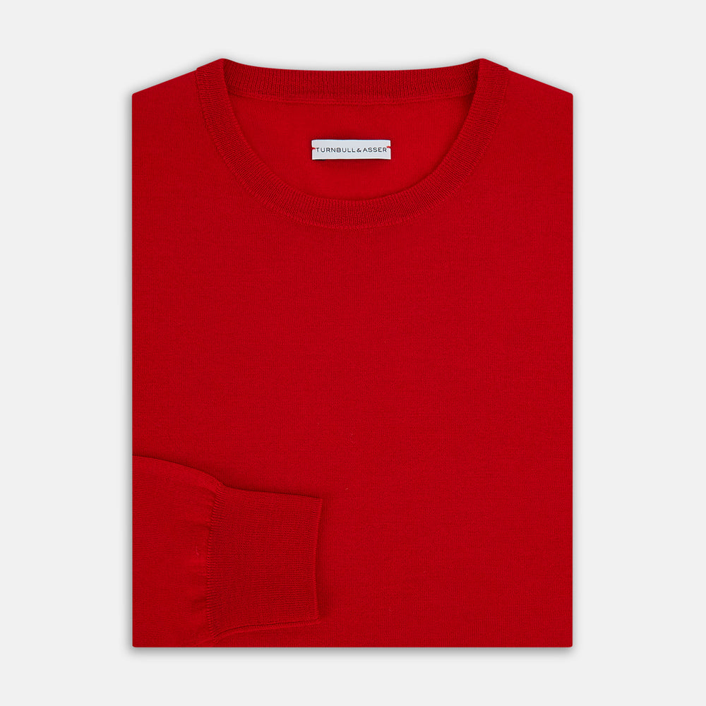 Red Merino Round Neck Jumper