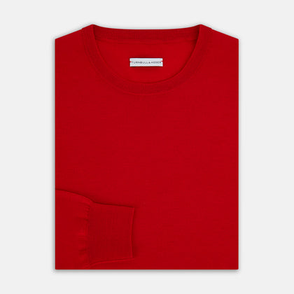 Red Merino Round Neck Jumper Image 3