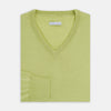 View 4 of product Melon Green Merino V-Neck Jumper