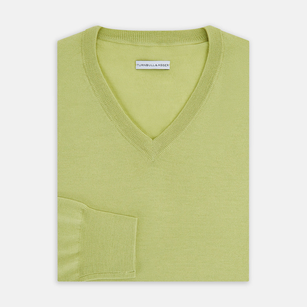 Melon Green Merino V-Neck Jumper