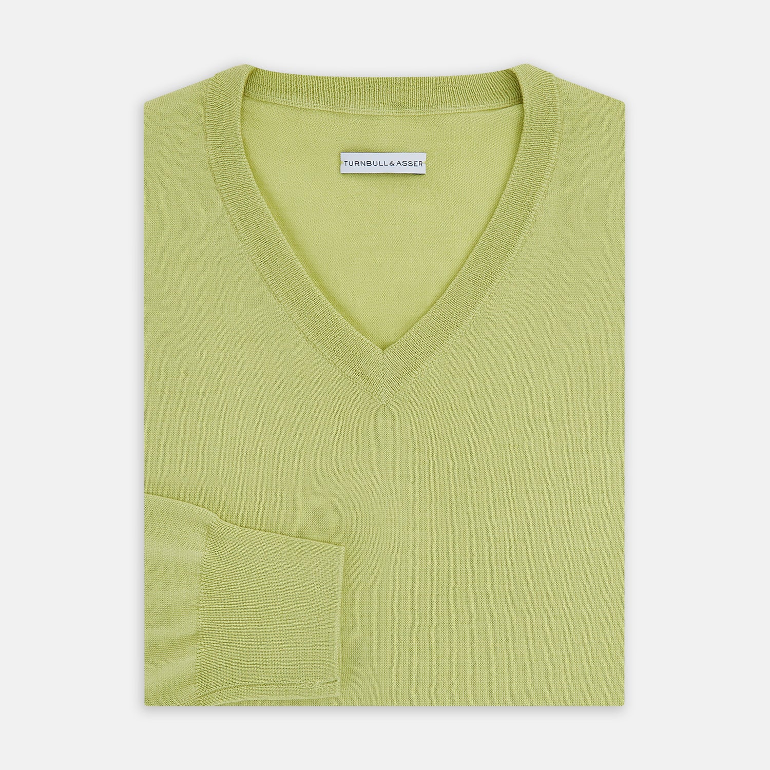 View 4 of product Melon Green Merino V-Neck Jumper