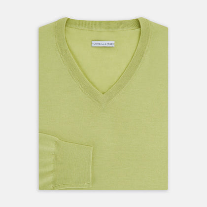 Melon Green Merino V-Neck Jumper Image 3