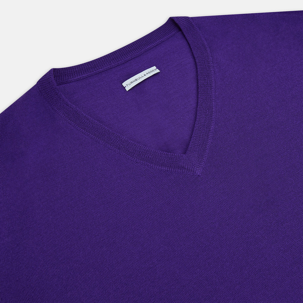 Purple Merino V-Neck Jumper