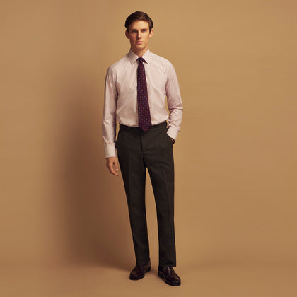 Burgundy Stripe West Indian Sea Island Cotton Regular Fit Mayfair Shirt Image 1