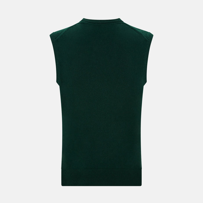 Forest Green V-neck Cashmere Vest Image 2