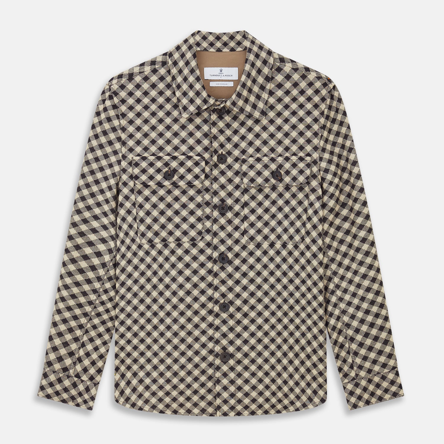 View 1 of product Black Gingham Check Wool Blend Somerset Overshirt