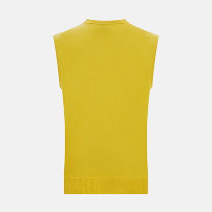 Canary Yellow Cashmere Round Neck Vest Image 2