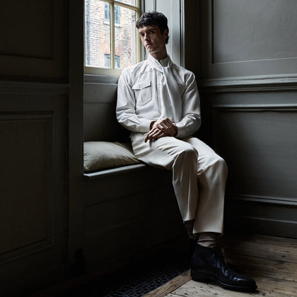 Cream Cotton Weekend Fit Western Shirt with Dorset Collar Image 1