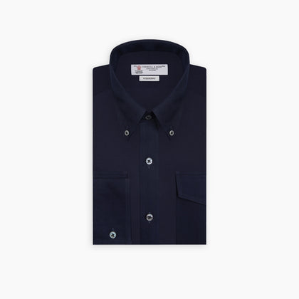Navy Cashmere Cotton Shirt Image 2