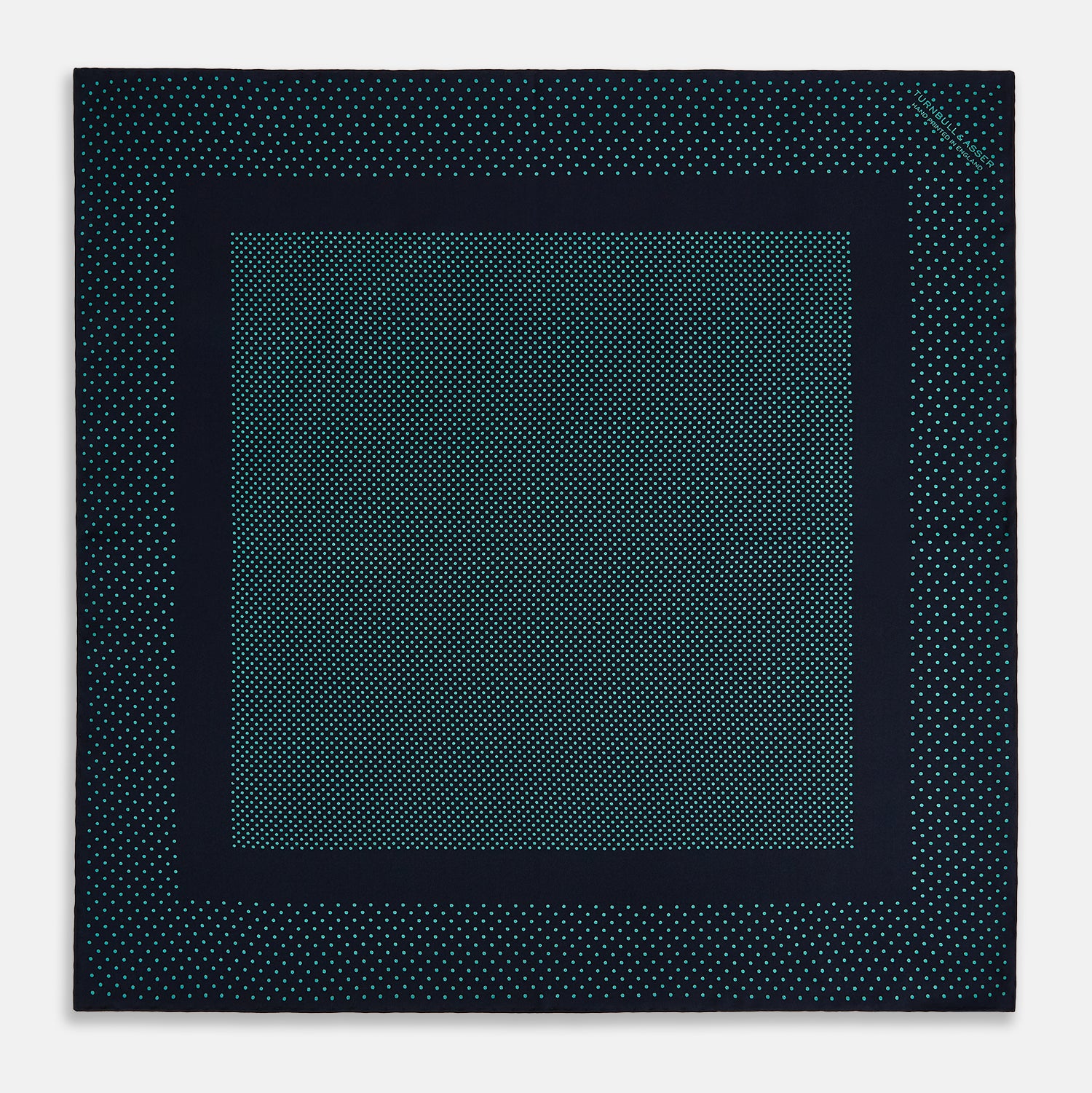 Navy and Petrol Green Dot Silk Pocket Square