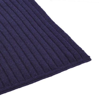 Navy Wide Rib Cashmere/Wool Scarf Image 1