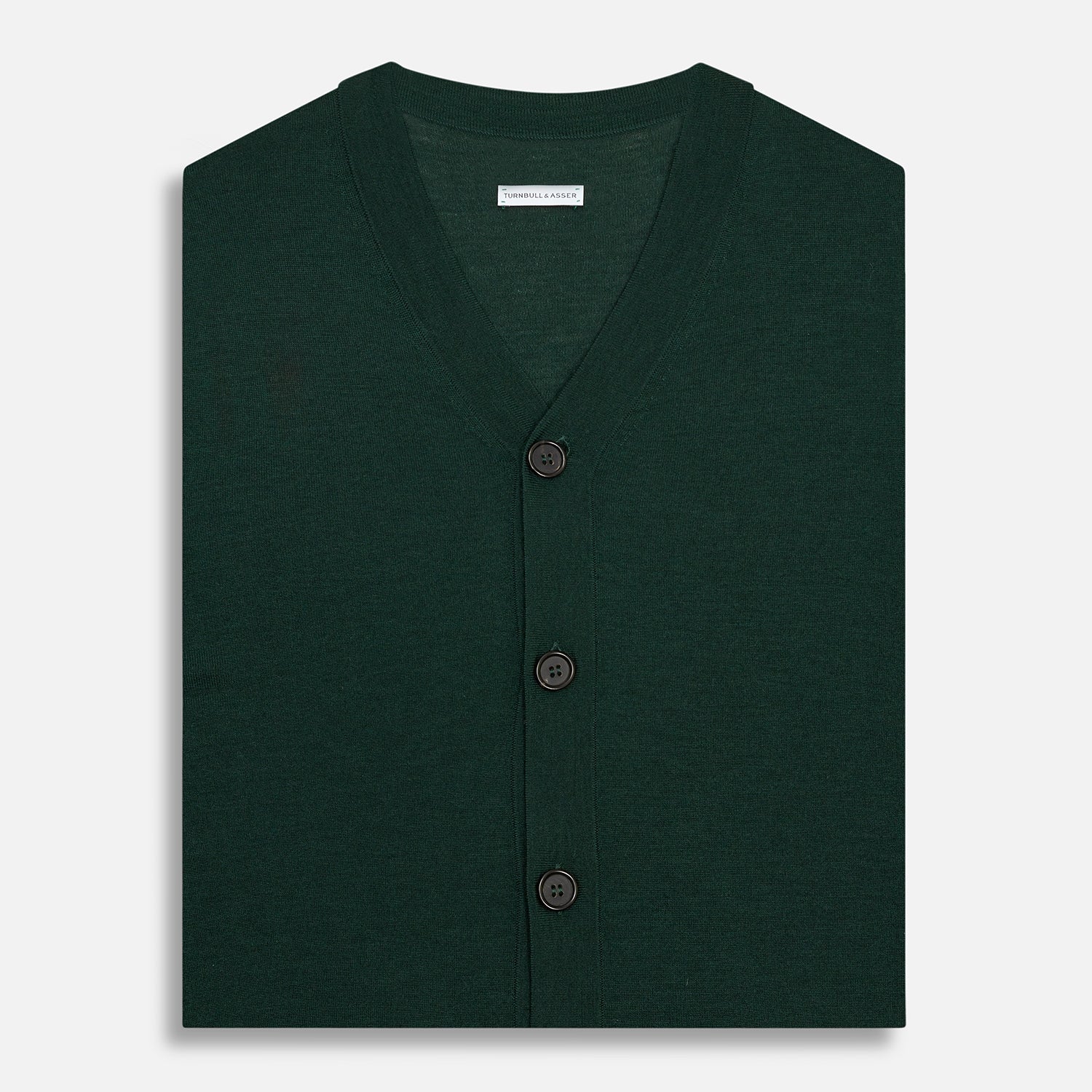 View 4 of product Forest Green Fine Merino V-Neck Sleeveless Cardigan