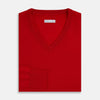 View 4 of product Red Fine Merino V-Neck Jumper