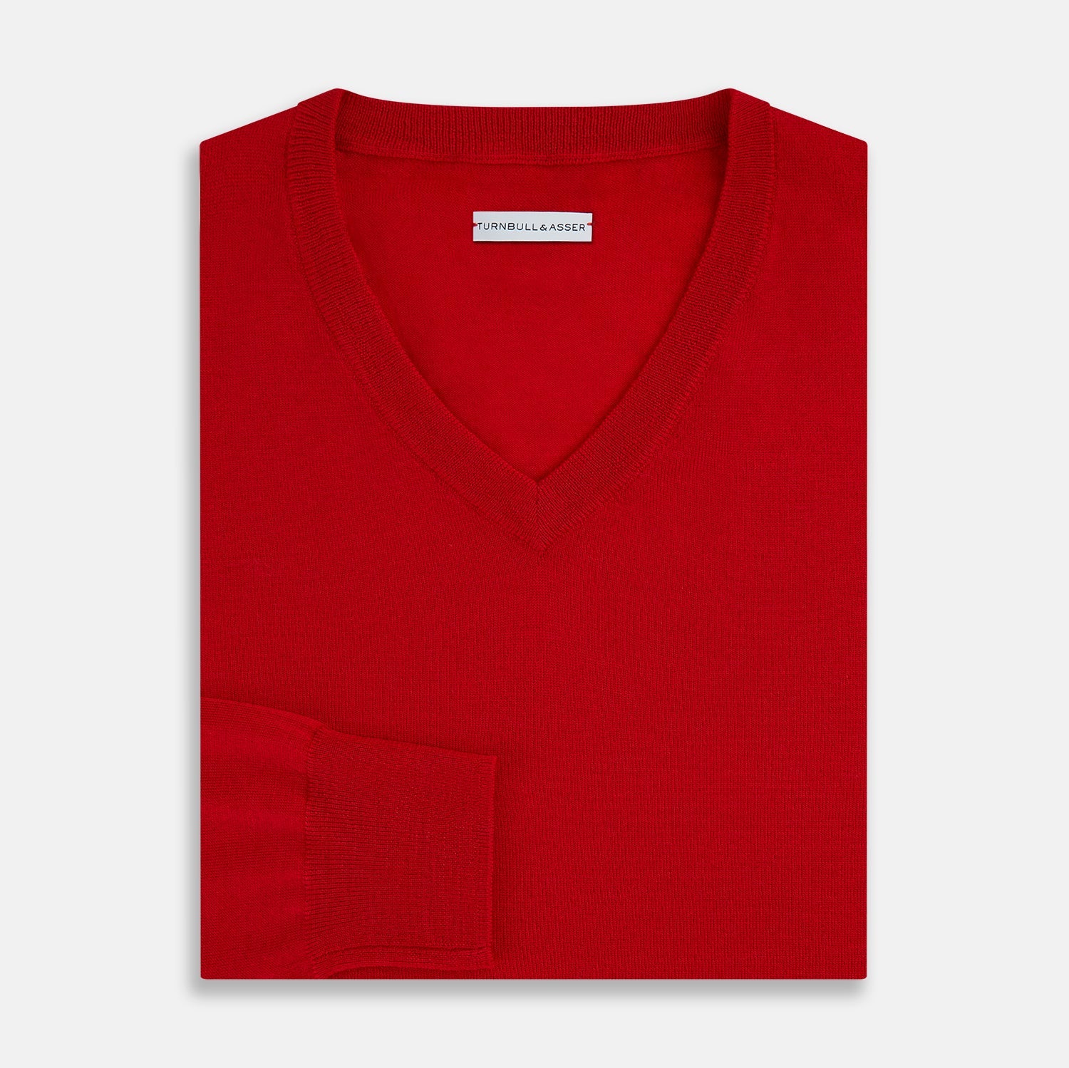 View 4 of product Red Fine Merino V-Neck Jumper
