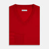 Red Fine Merino V-Neck Jumper