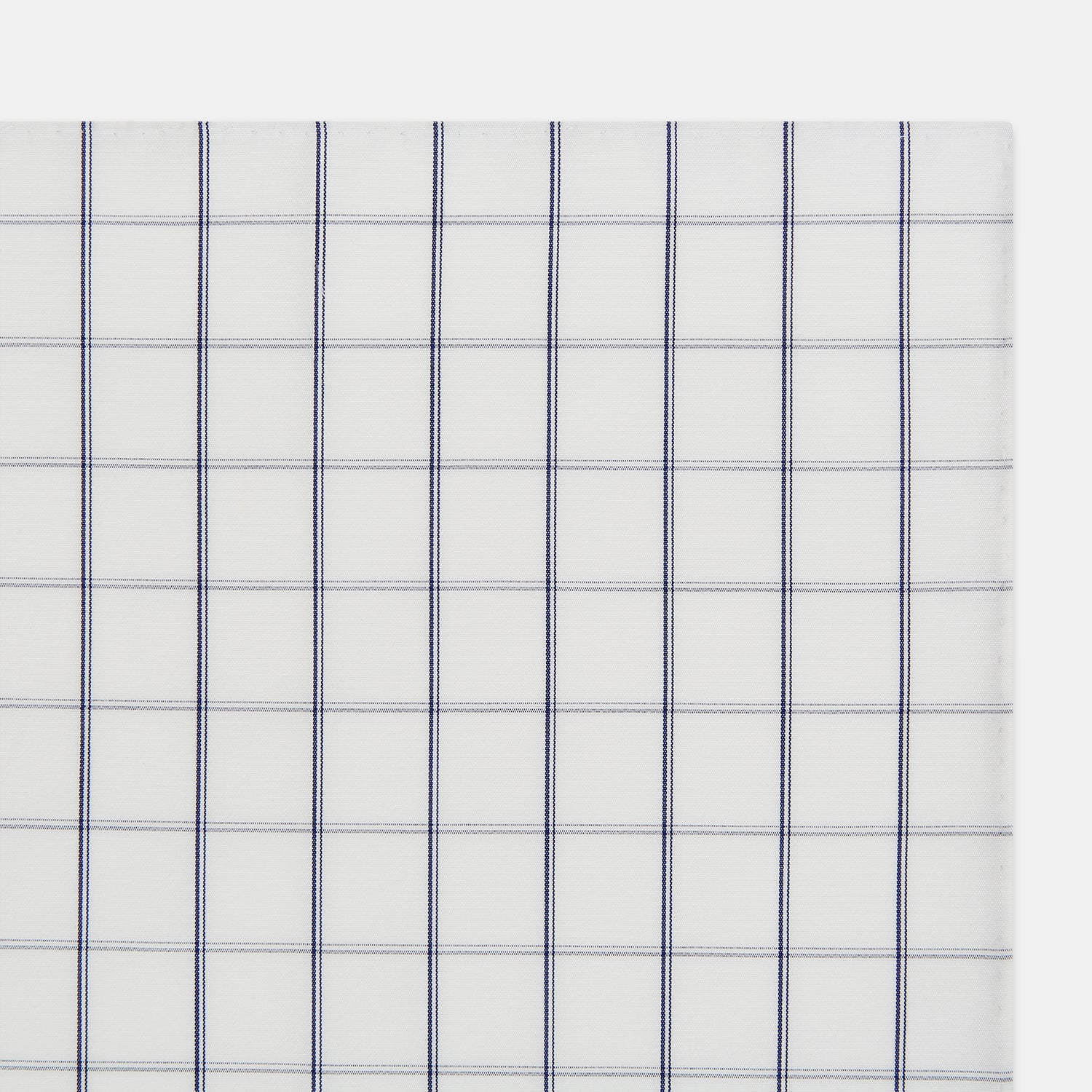 View 3 of product Dark Navy Double-Line Check Hand-Rolled Handkerchief