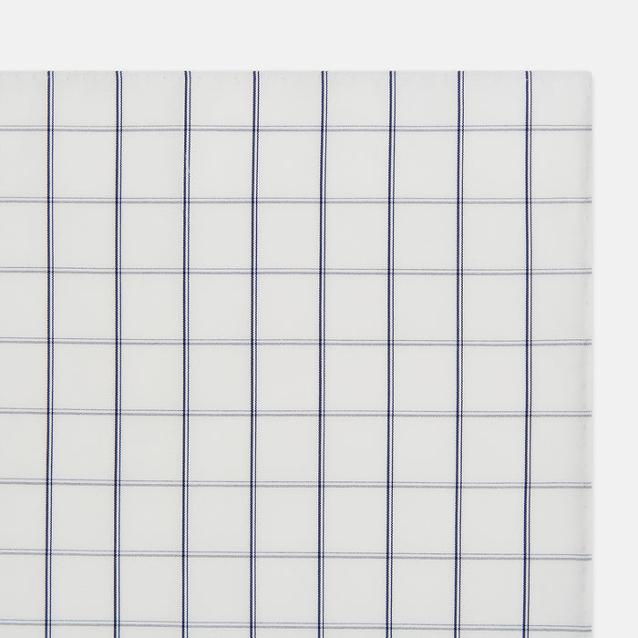 Dark Navy Double-Line Check Hand-Rolled Handkerchief Image 2