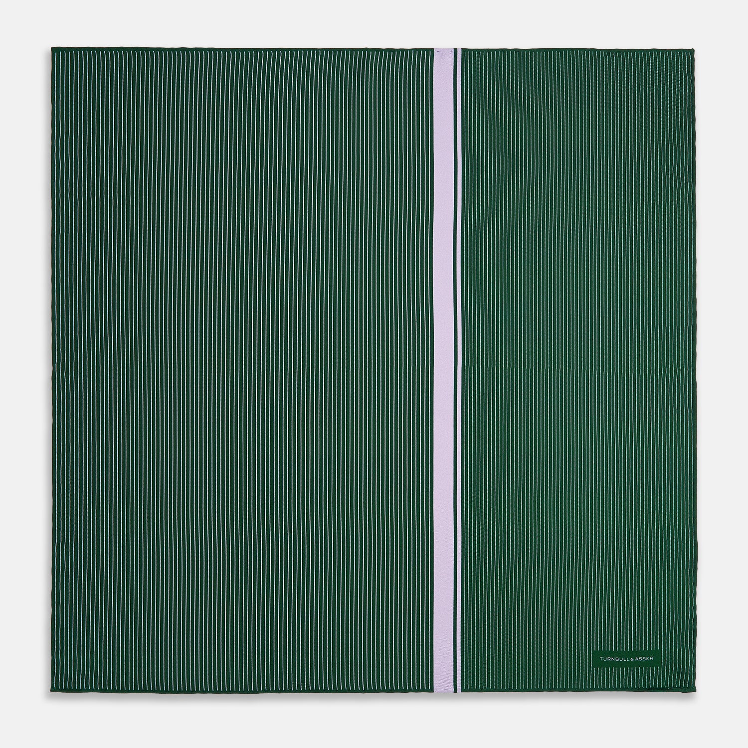 View 4 of product Forest Green and Lilac Stripe Silk Pocket Square