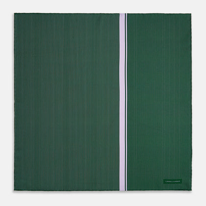 Forest Green and Lilac Stripe Silk Pocket Square Image 3