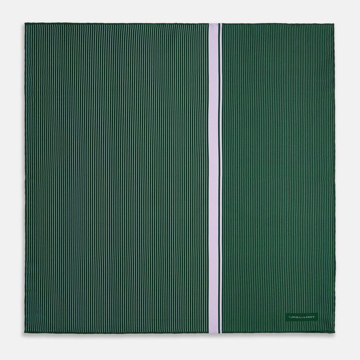 Forest Green and Lilac Stripe Silk Pocket Square Image 3