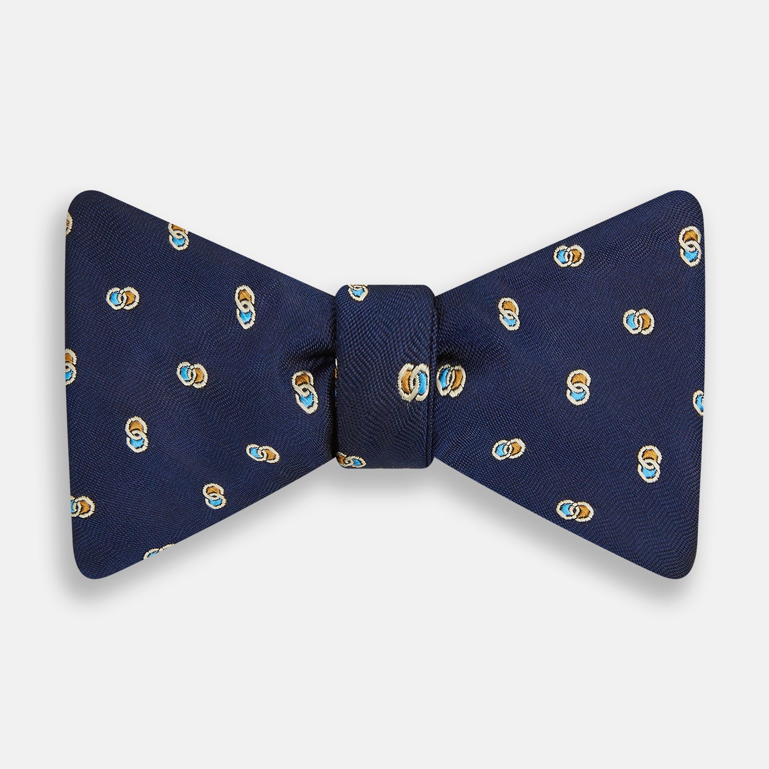 View 1 of product Blue and Yellow Links Silk Bow Tie