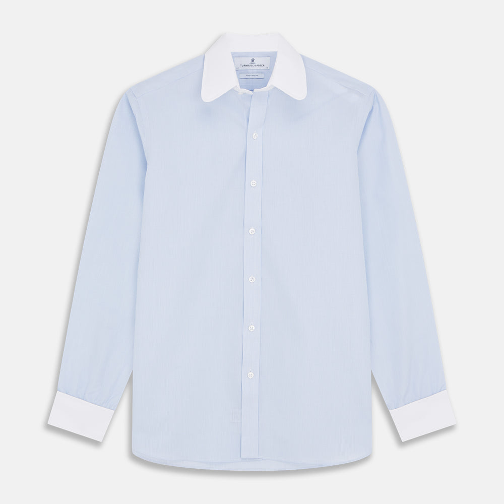 Micro Blue Check with White Collar and Cuff Shirt