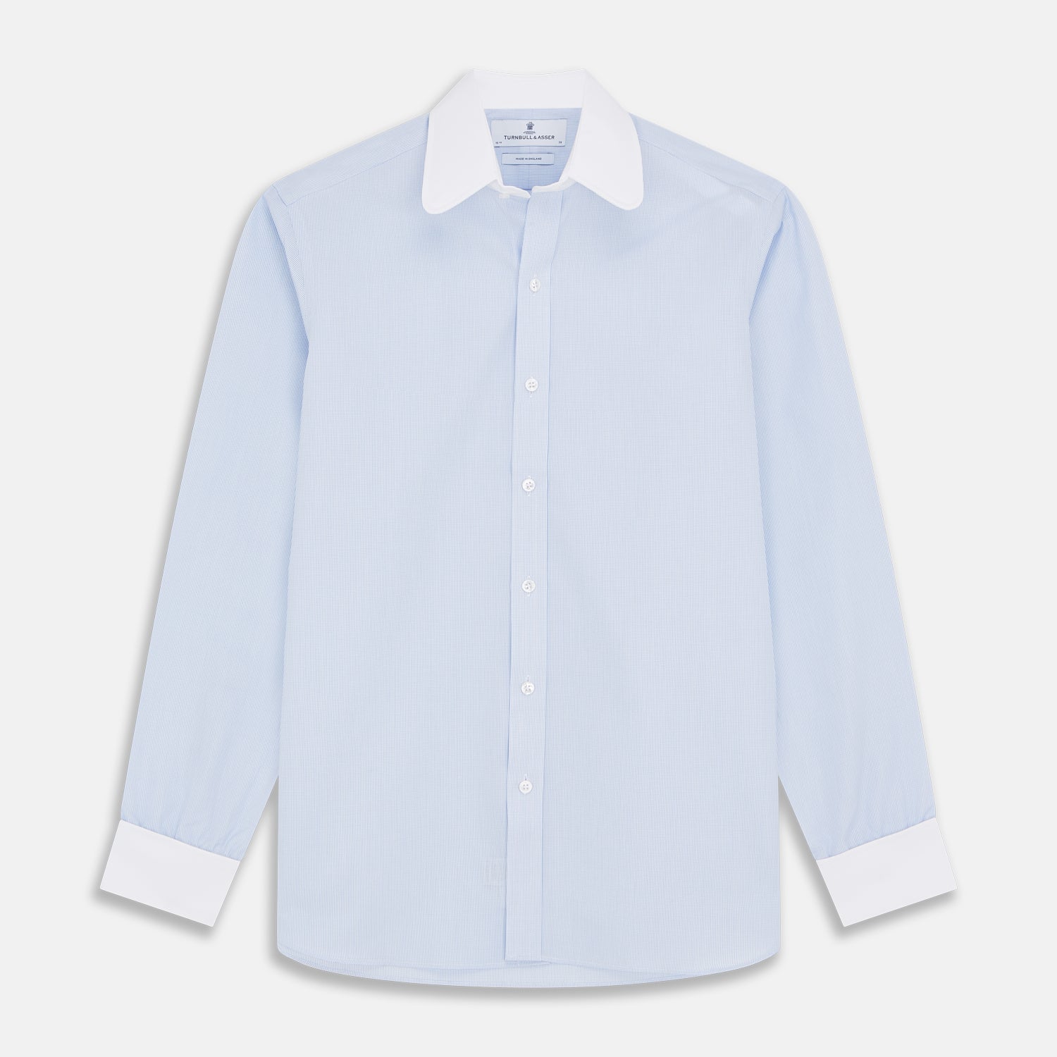 View 1 of product Micro Blue Check with White Collar and Cuff Shirt