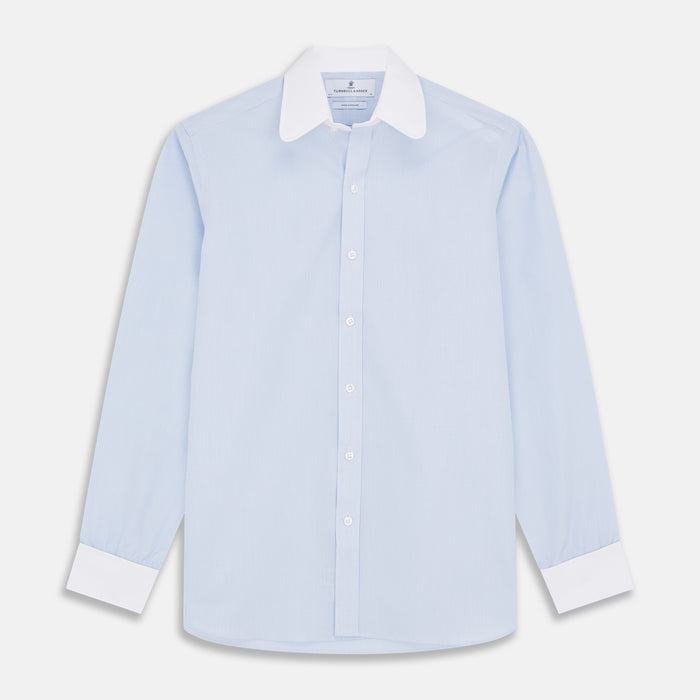 Micro Blue Check with White Collar and Cuff Shirt