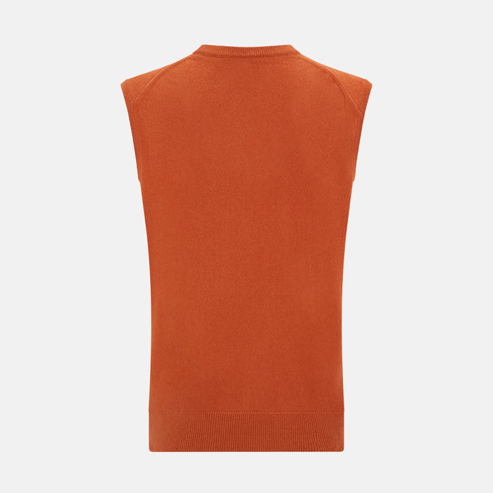Orange Cashmere V-Neck Vest Image 2