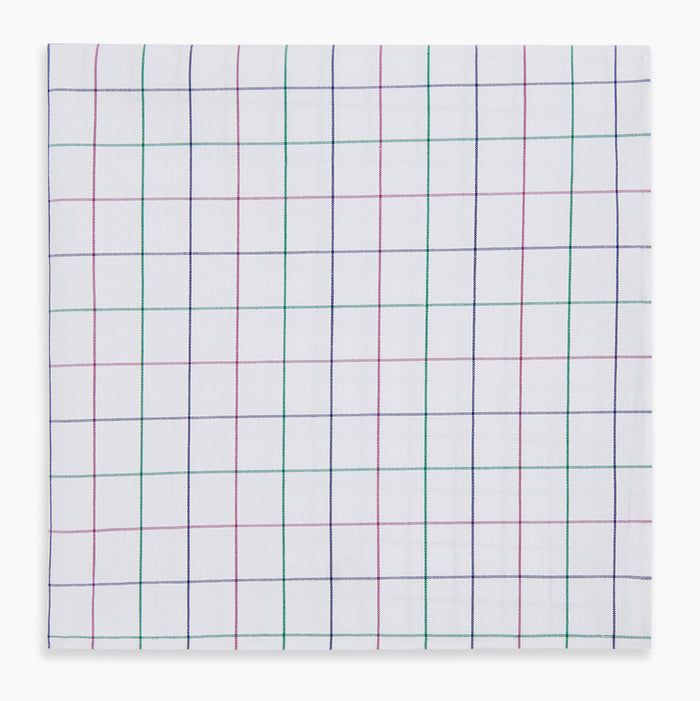 Hand Rolled Pink and Green Grid Check Handkerchief Image 3