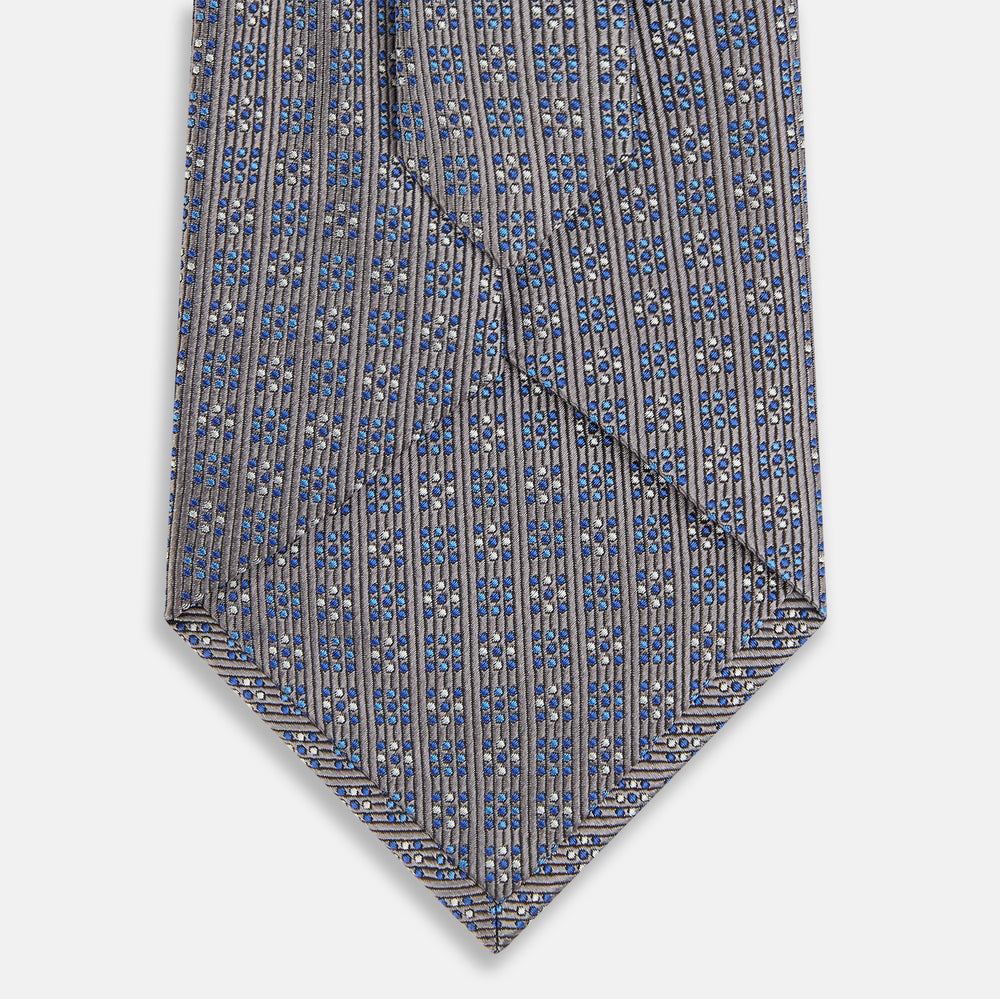 Silver and Pale Blue Multi Dot Silk Tie