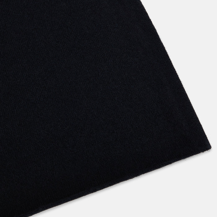 Plain Navy Cashmere Knitted Scarf Image 1
