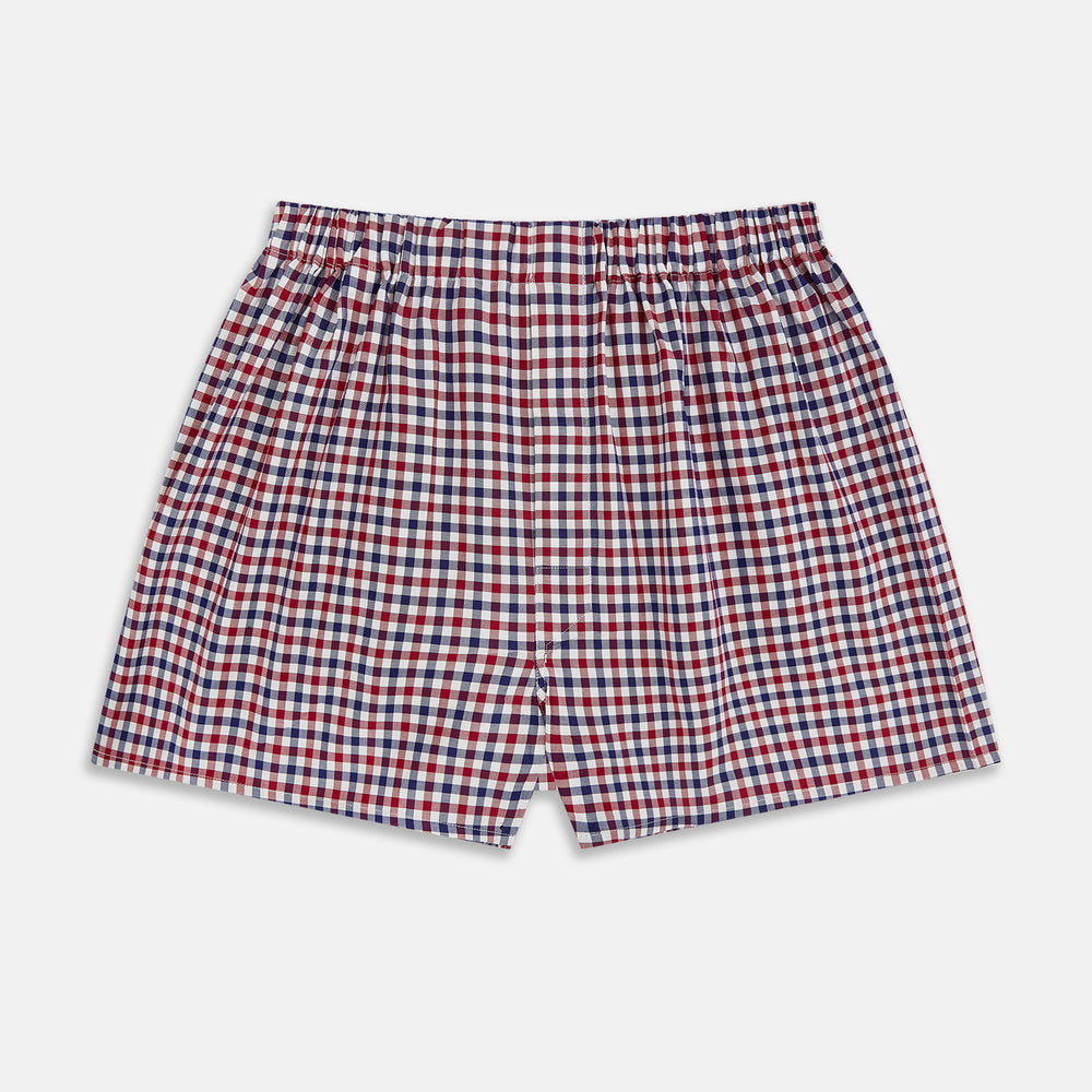Burgundy Gingham Check Godfrey Boxer Shorts
