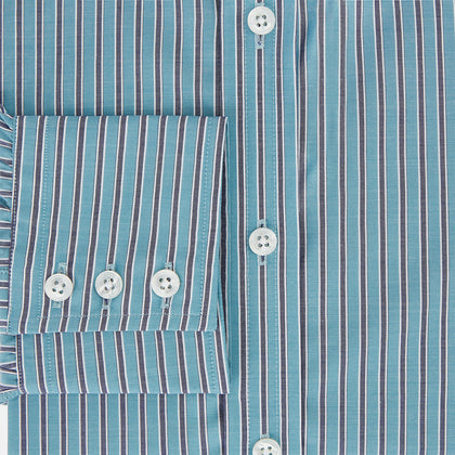 Turquoise Ticking Stripe Mayfair Shirt Image 3