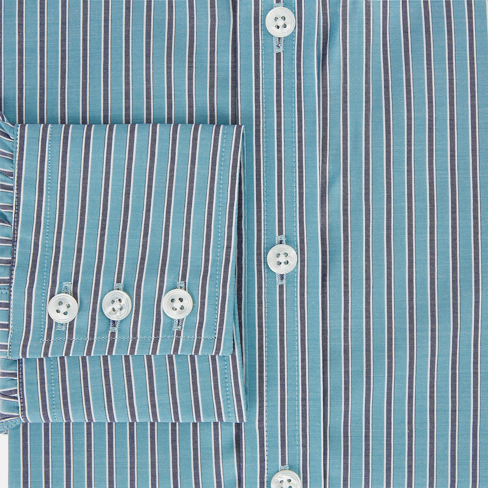 Turquoise Ticking Stripe Mayfair Shirt
