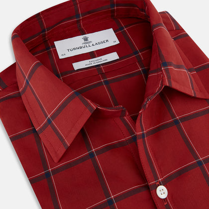 Dark Red Grid Check Windsor Shirt