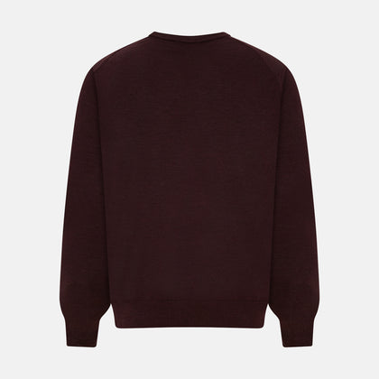 Burgundy Fine Merino V-Neck Jumper Image 7