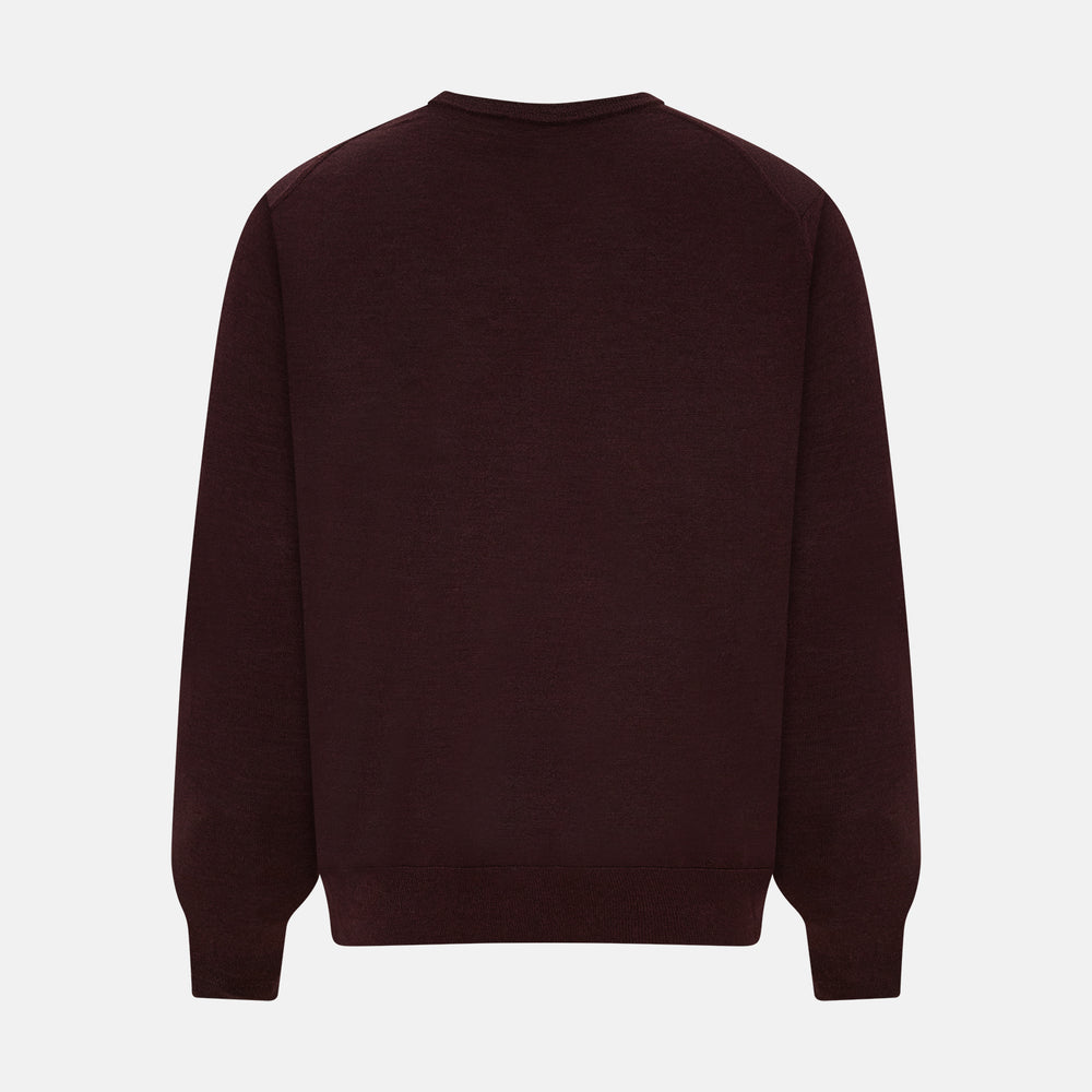 Burgundy Fine Merino V-Neck Jumper