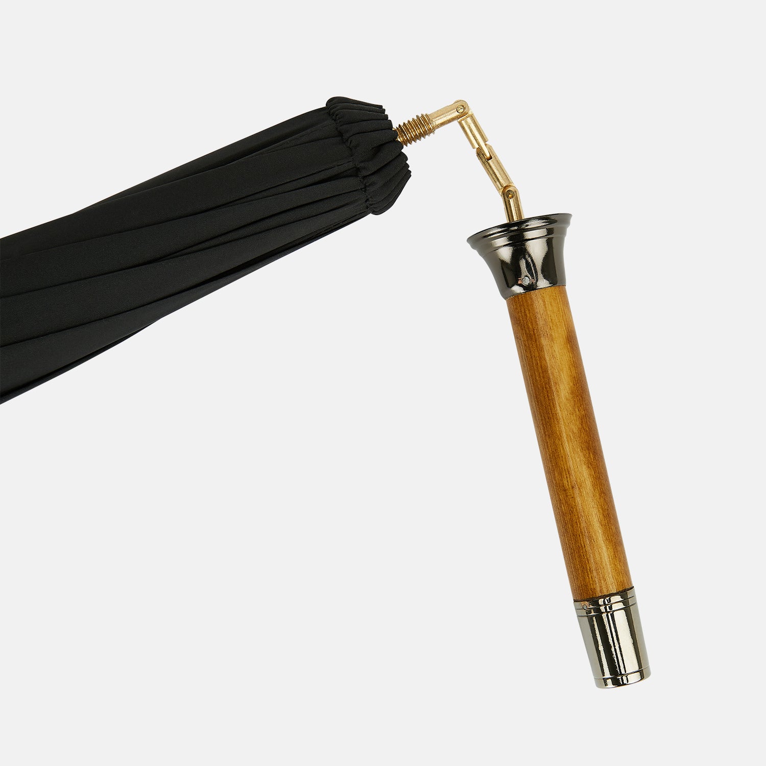 View 4 of product Black Traveller Umbrella with Malacca Crook Handle