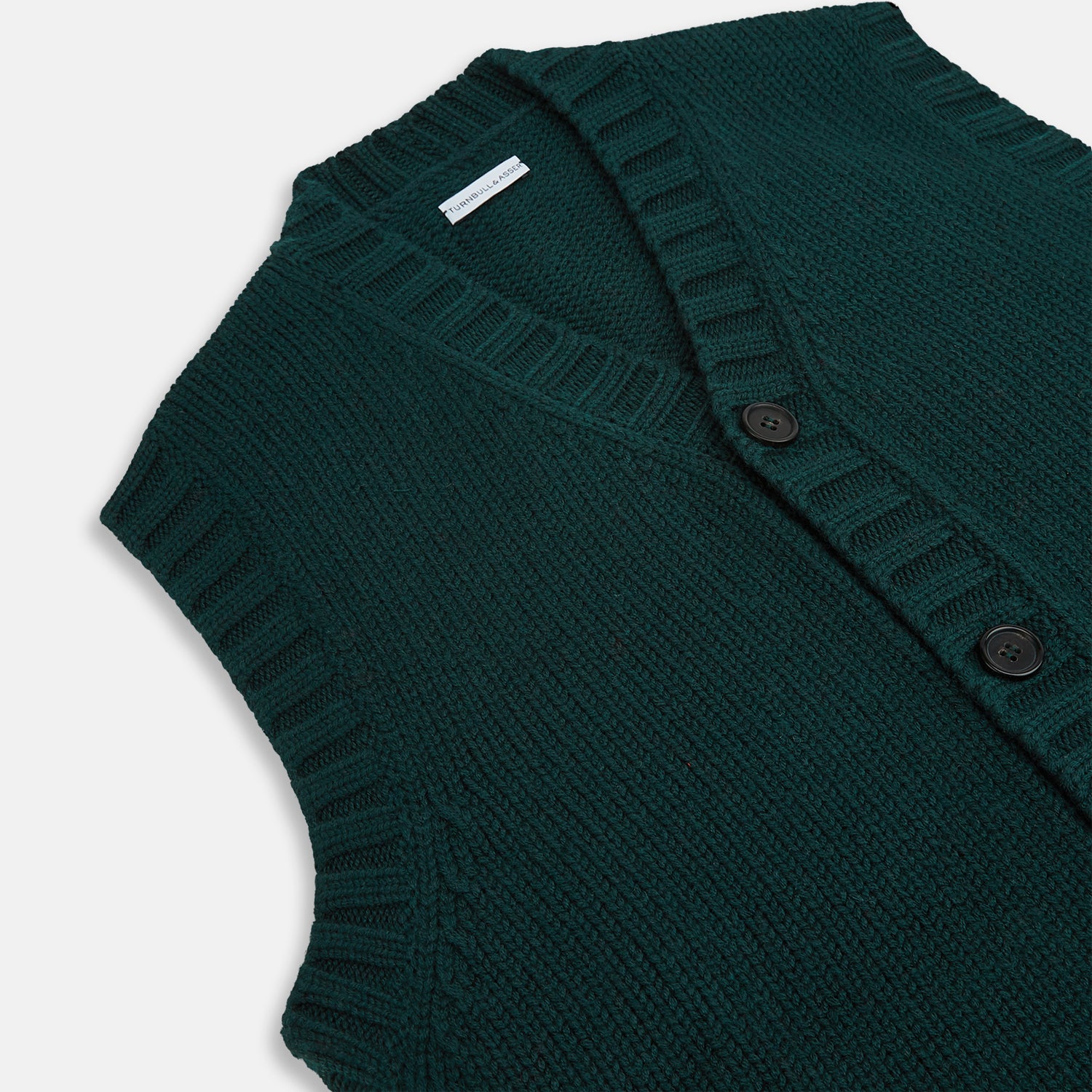 View 2 of product Forest Green Merino V-Neck Sleeveless Cardigan