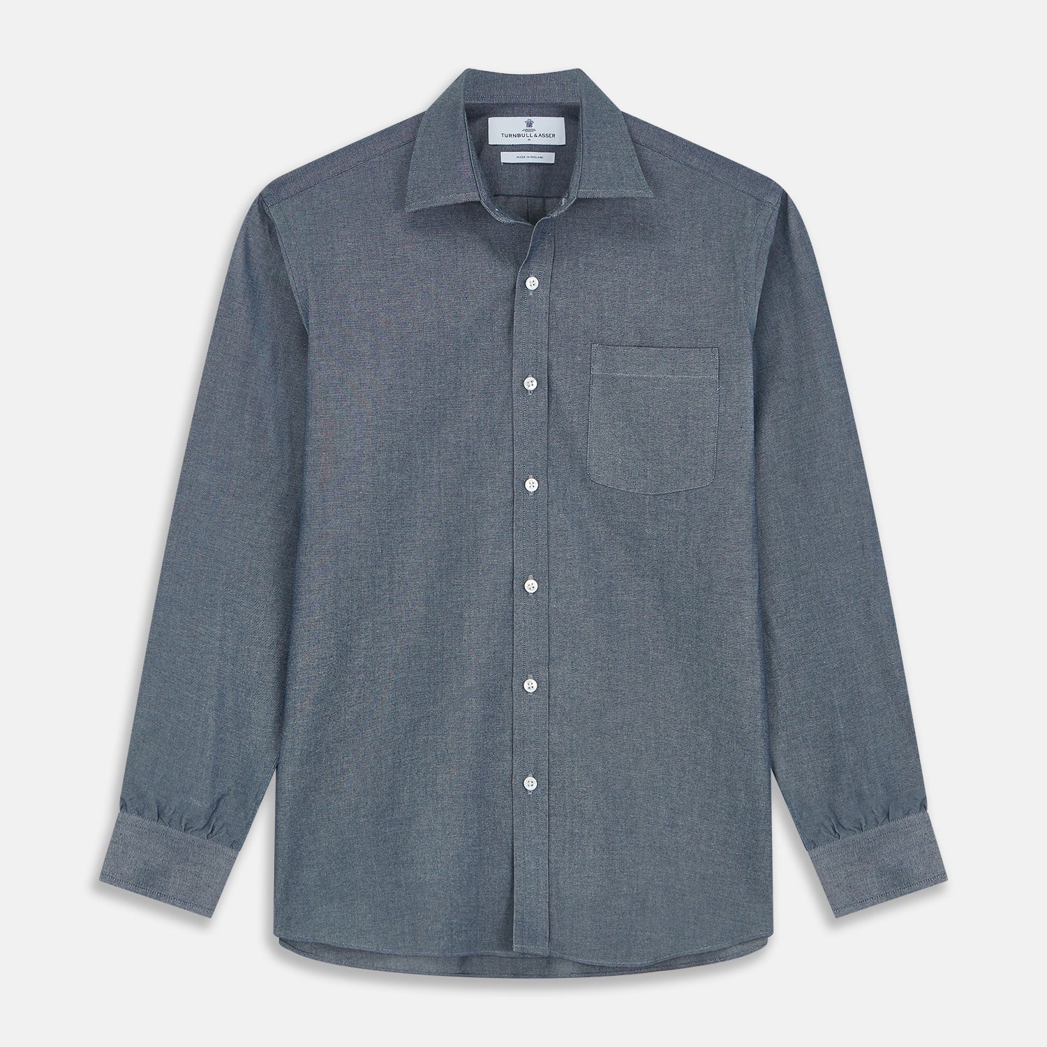 Blue Weekend Fit Oxford Finch Shirt With Derby Collar And Chest Pocket