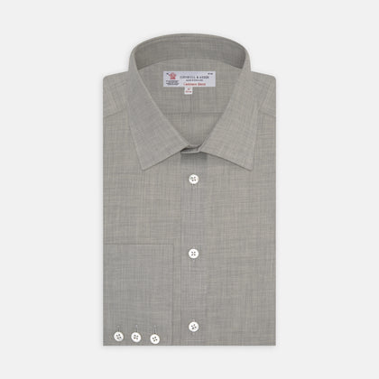 Grey Cashmere Blend Shirt with T&A Collar and 3-Button Cuffs